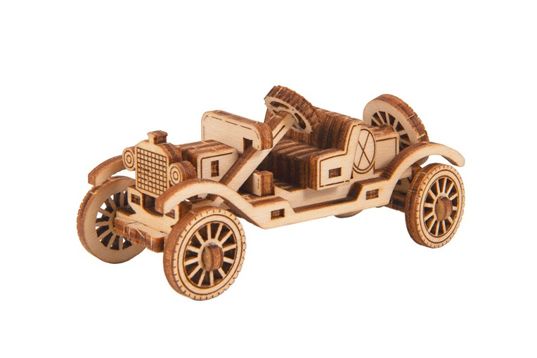 Wooden City modelbouwset oldtimer superfast 7,7 cm hout naturel