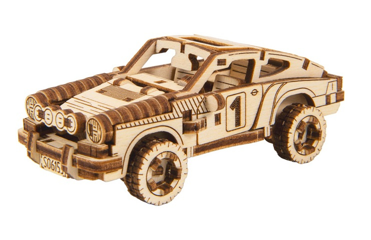 Wooden City modelbouwset racecar superfast 9,6 cm hout naturel